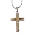 Two-tone Stainless Steel Men's Cross Necklace