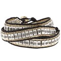 Nakamol Silver Beads With Gold Tone and Leather Wrap