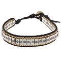 Nakamol Two-tone Bead and Black Leather Wrap Bracelet
