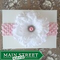 Bow Clippeez 2 Envy White/Pink Pearl Flower Headband