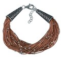 Southwest Moon Sterling Silver and Copper Heishi Multi-Strand Bracelet
