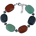 Southwest Moon Silver Red Jasper, Dumortierite and Adventurine Bracelet