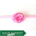 Bow Clippeez 2 Envy Pink Shabby Chic Flower Headband