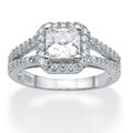 Platinum over Sterling Silver Clear Cubic Zirconia Ring