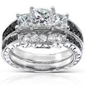 14k White Gold 1 3/5ct TDW Black and White Diamond Bridal Ring Set (H-I, I1-I2)