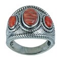 Southwest Moon Sterling Silver Spiney Oyster and Sponge Coral Ring