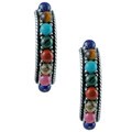 Southwest Moon Sterling Silver Multi-gemstone Half-hoop Earrings