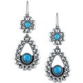 Southwest Moon Sterling Silver Beaded Turquoise Teardrop Earrings