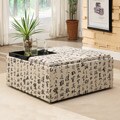 Decor Storage Chinese Script Linen Ottoman