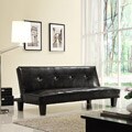Bento Brown Faux Leather Mini Futon Sofa Bed