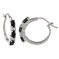 Sterling Silver Black Onyx and Cubic Zirconia Hoop Earrings