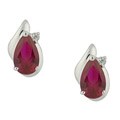 Sterling Silver Created Pink Sapphire and Cubic Zirconia Stud Earrings
