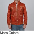 Knoles & Carter Men's Big and Tall Multi Zip Leather Bomber Jacket