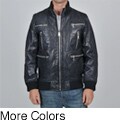 Knoles & Carter Men's Big and Tall Multi Zip Leather Bomber Jacket