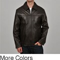 Knoles & Carter Men's Big and Tall Classic Chest Zip Open-Bottom Leather Jacket