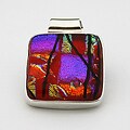 Sterling Silver Red Dichroic Glass Pendant (Mexico)