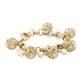 Rivka Friedman White and Pink Pearl Charm Bracelet (4-9 mm)