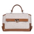 Salvatore Ferragamo Canvas and Leather Top Handle Satchel