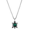 Southwest Moon Sterling Silver Malachite Turtle 18-inch Necklace