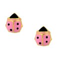 Gold over Silver Purple and Black Enamel Ladybug Earrings