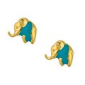 Gold over Silver Blue Enamel Elephant Earrings