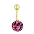 10k Yellow Gold Pink Crystal Belly Ring