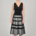 S.L Fashions Women's Tiered Two Tone Taffeta Evening Dress