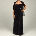 JS Collections Women's Navy Chiffon Broach Gown