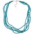 Southwest Moon Sterling Silver Sleeping Beauty Turquoise Chip 5-strand Necklace