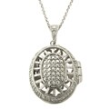 Fusion Silver Overlay Diamond Accent Oval Locket Necklace