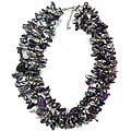 Pearlz Ocean Grey Freshwater Pearl and Amethyst 3-row Necklace