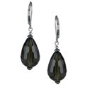 Southwest Moon Sterling Silver Smokey Quartz Teardrop Earrings