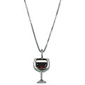 Silvermoon Sterling Silver Red Wine CZ Necklace