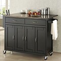 Deryl Black Wood Modern Kitchen Cart