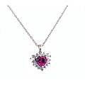 Sterling Silver Created Sapphire and Cubic Zirconia Necklace