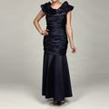 KM Collections Women's Cadet Blue Ruffled Ruche Dress