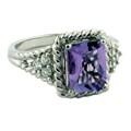 Sterling Silver Amethyst and Cubic Zirconia Ring