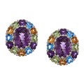 Oro Leoni Sterling Silver Gemstone and 1/10ct TDW Diamond Earrings (I-J, I2-I3)