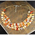 Peyote Bird Designs 3-Strand Carnelian Necklace (China)