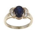 14k Yellow Gold Sapphire and 1/5ct TDW Diamond Ring (I-J, SI2)
