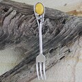 Sterling Silver Milky Amber Studded Fruit Fork (Poland)