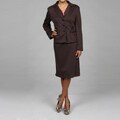 Danillo Women's Brown 3-button 2-piece Skirt Suit