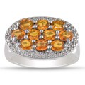 Sterling Silver Oval-cut Orange Sapphire Fashion Ring