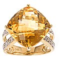 14k Yellow Gold Citrine and 1/6ct TDW Diamond Ring (G-H, I1-I2)