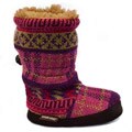 Muk Luks Gir's Plaid Fairisle Toggle Fur Boots
