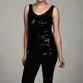 Kische Women's Black Sequin Chiffon Ruffle Top