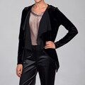 Kische Women's Black Velour Open-front Cardigan FINAL SALE
