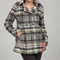 Grane Junior's Grey/ Cream Plaid Hooded Coat