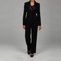 Le Suit Women's Black 2-button Pant Suit