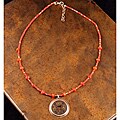 Peyote Bird Designs Silver Coral and Coin Necklace (China)